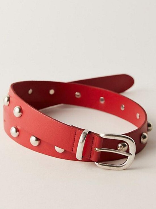 NWT Free People Rhodes Stud Belt in Sour Cherry